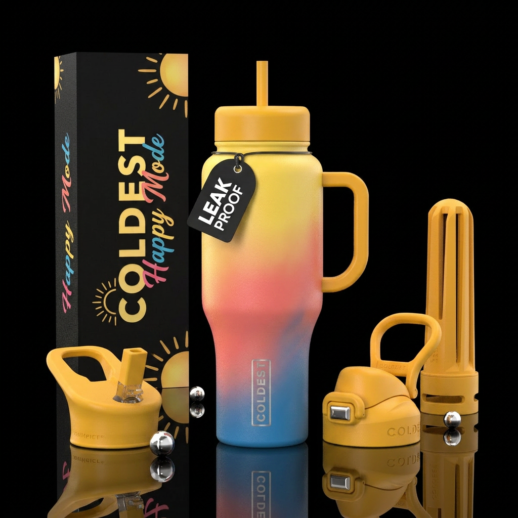 Summer sunset water bottle design