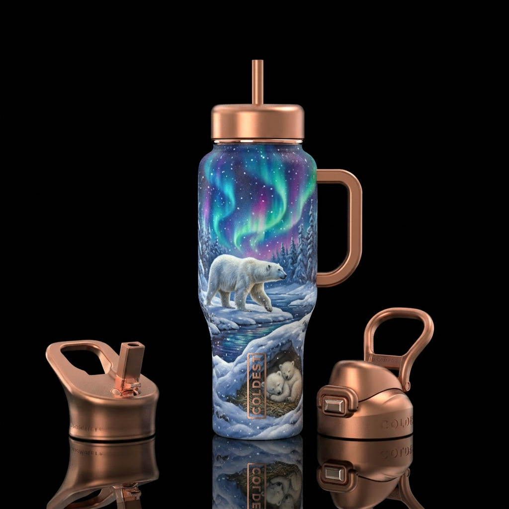 Polar bear water bottle design