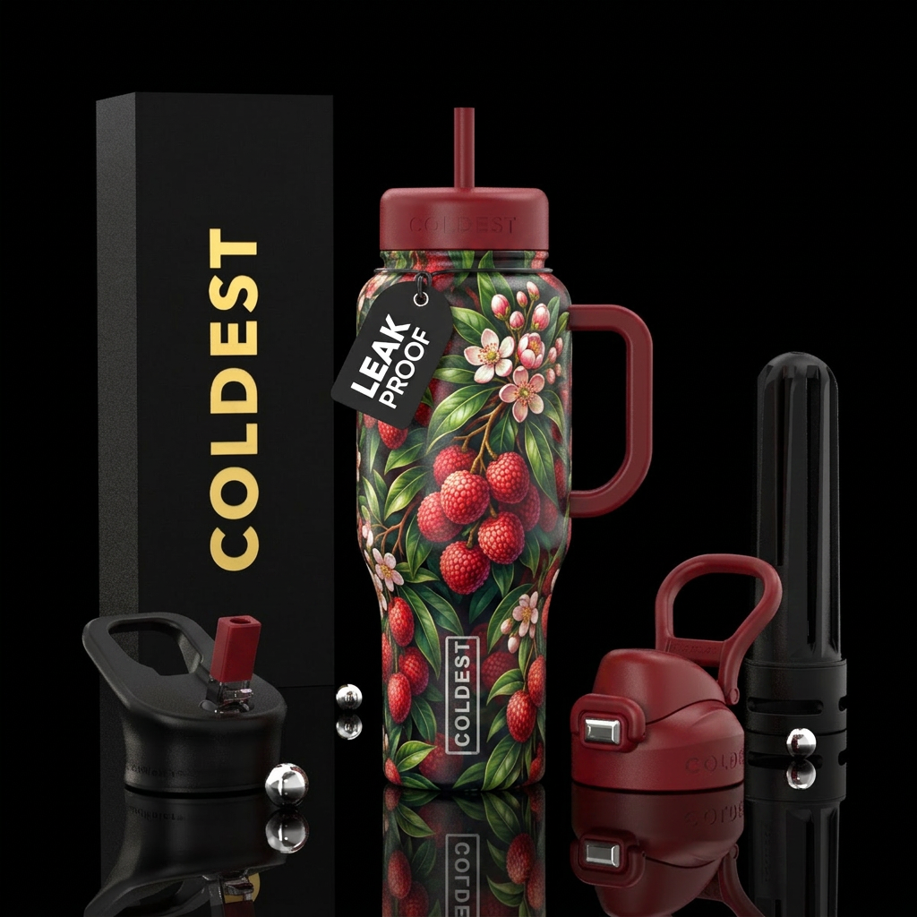 Lychee tree water bottle design