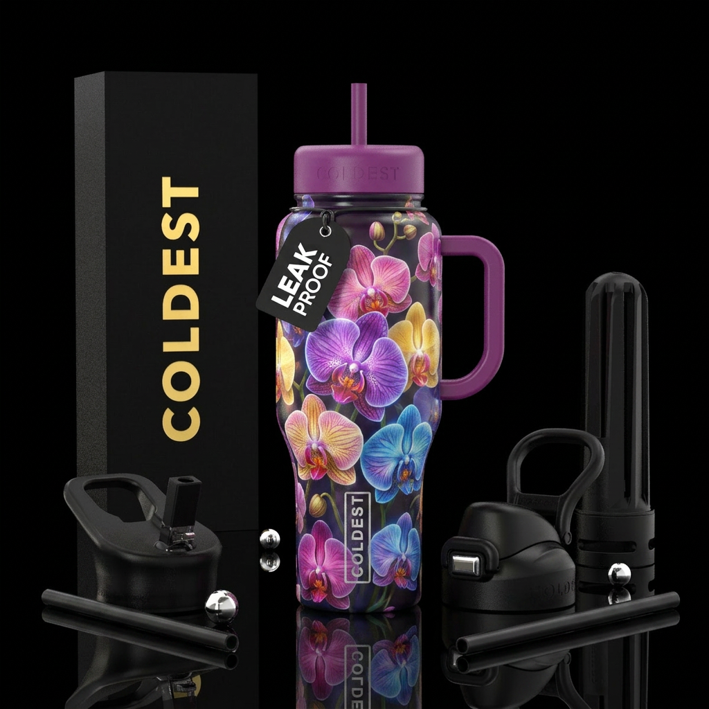 Orchids water bottle design