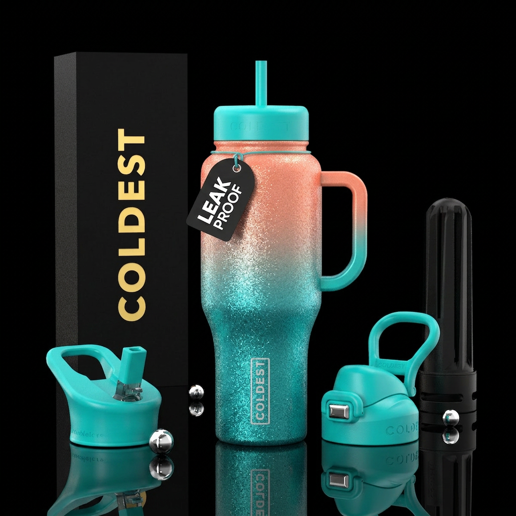 Summer glitter water bottle design