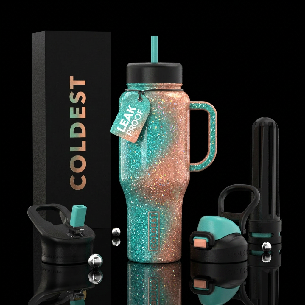 Summer glitter 2 water bottle design