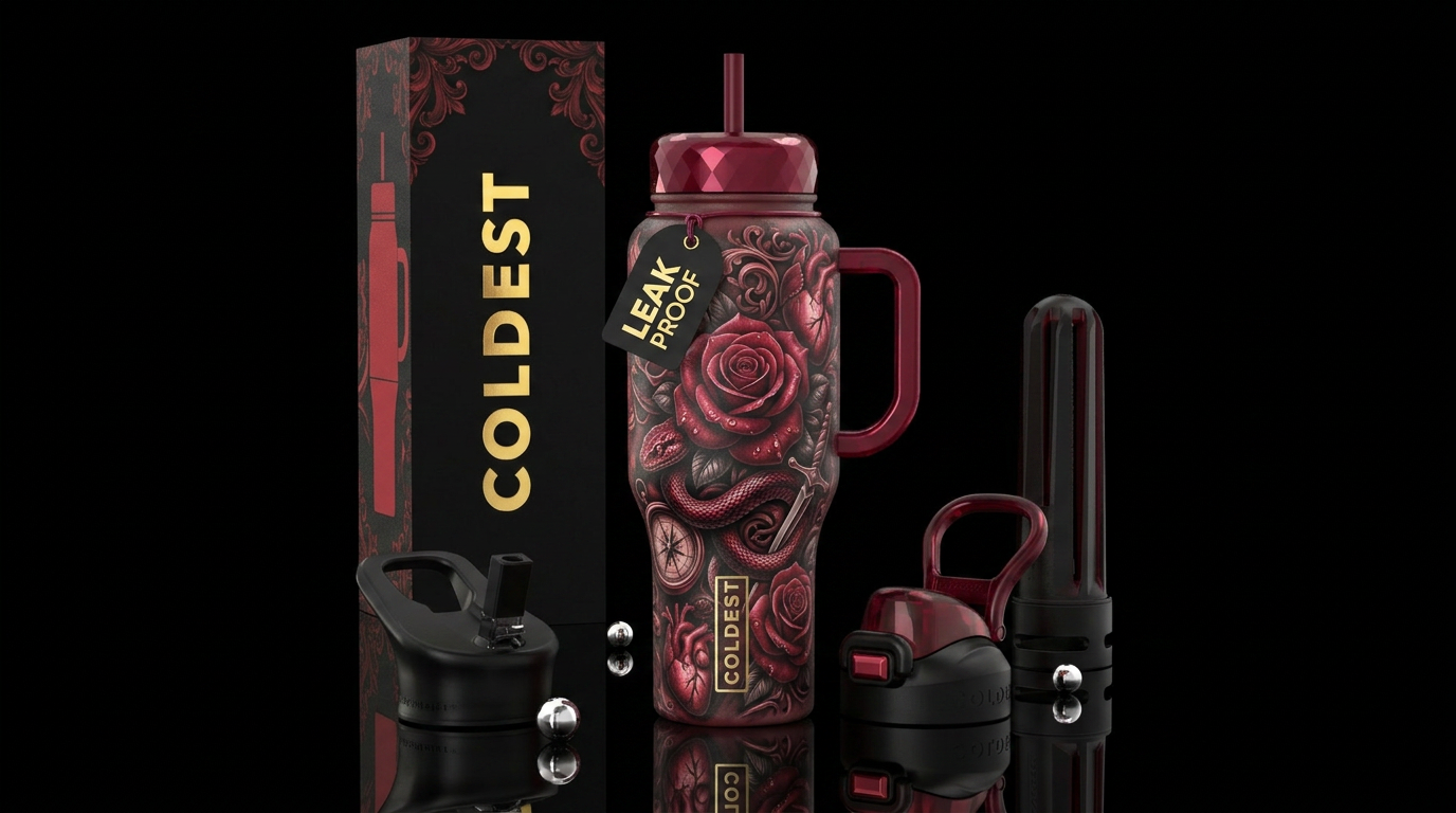 Rose art water bottle design