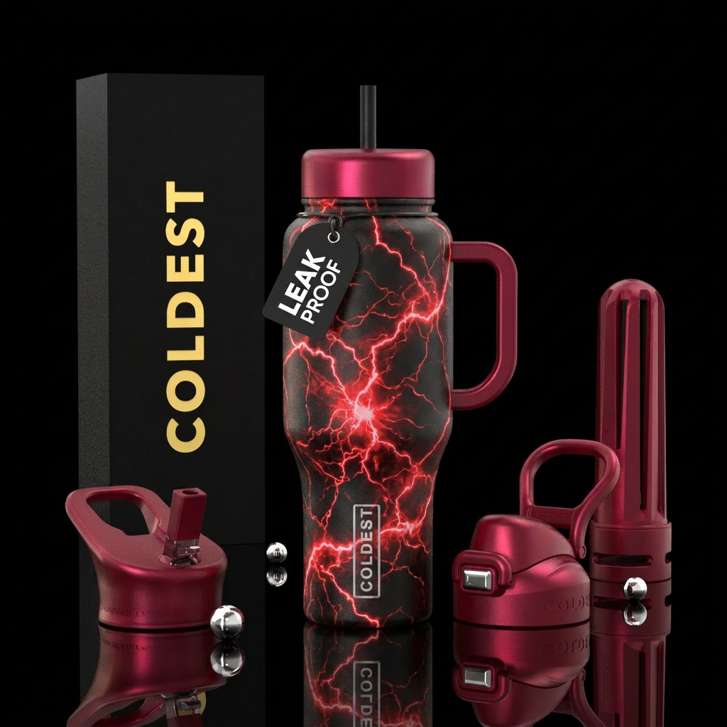 Red lightning water bottle design
