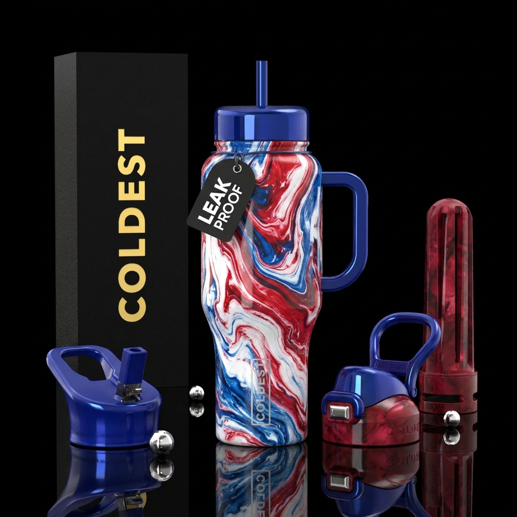 Marble patriotic water bottle design
