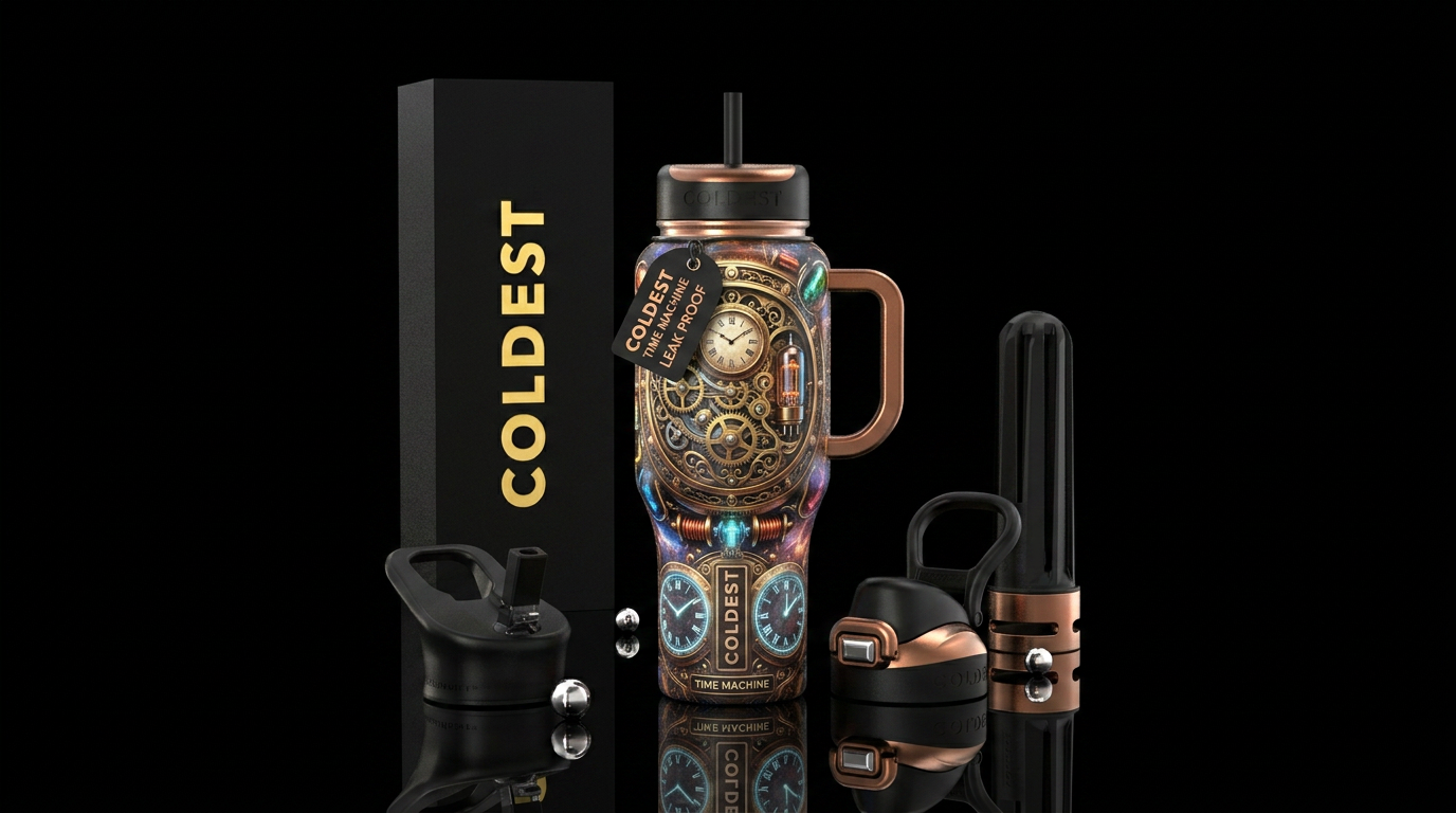 Coldest Time Machine water bottle design