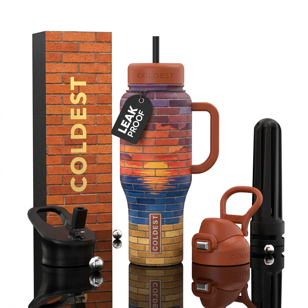 Brick sunset water bottle design