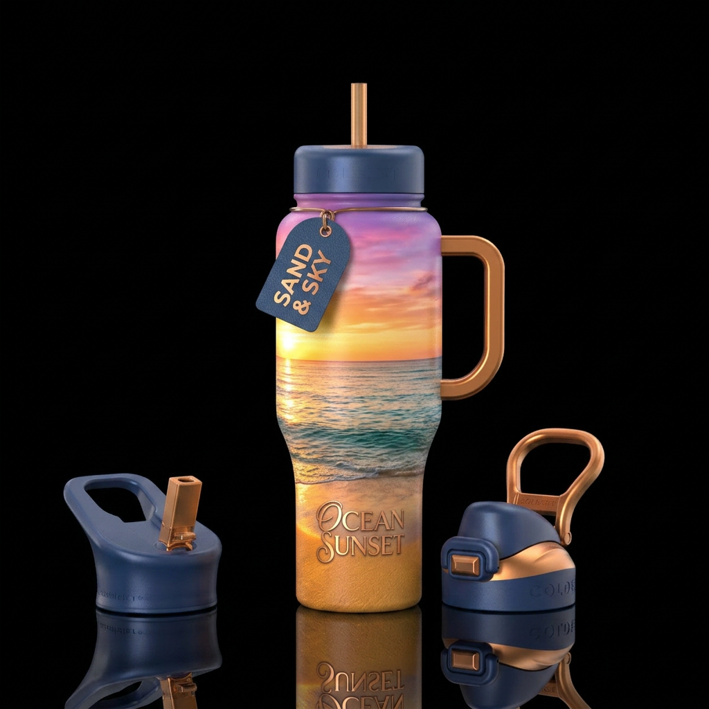 Beach day water bottle design