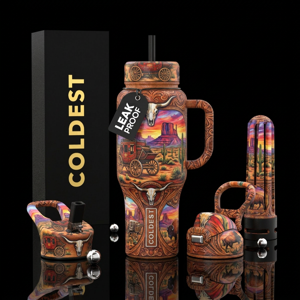 Old west water bottle design