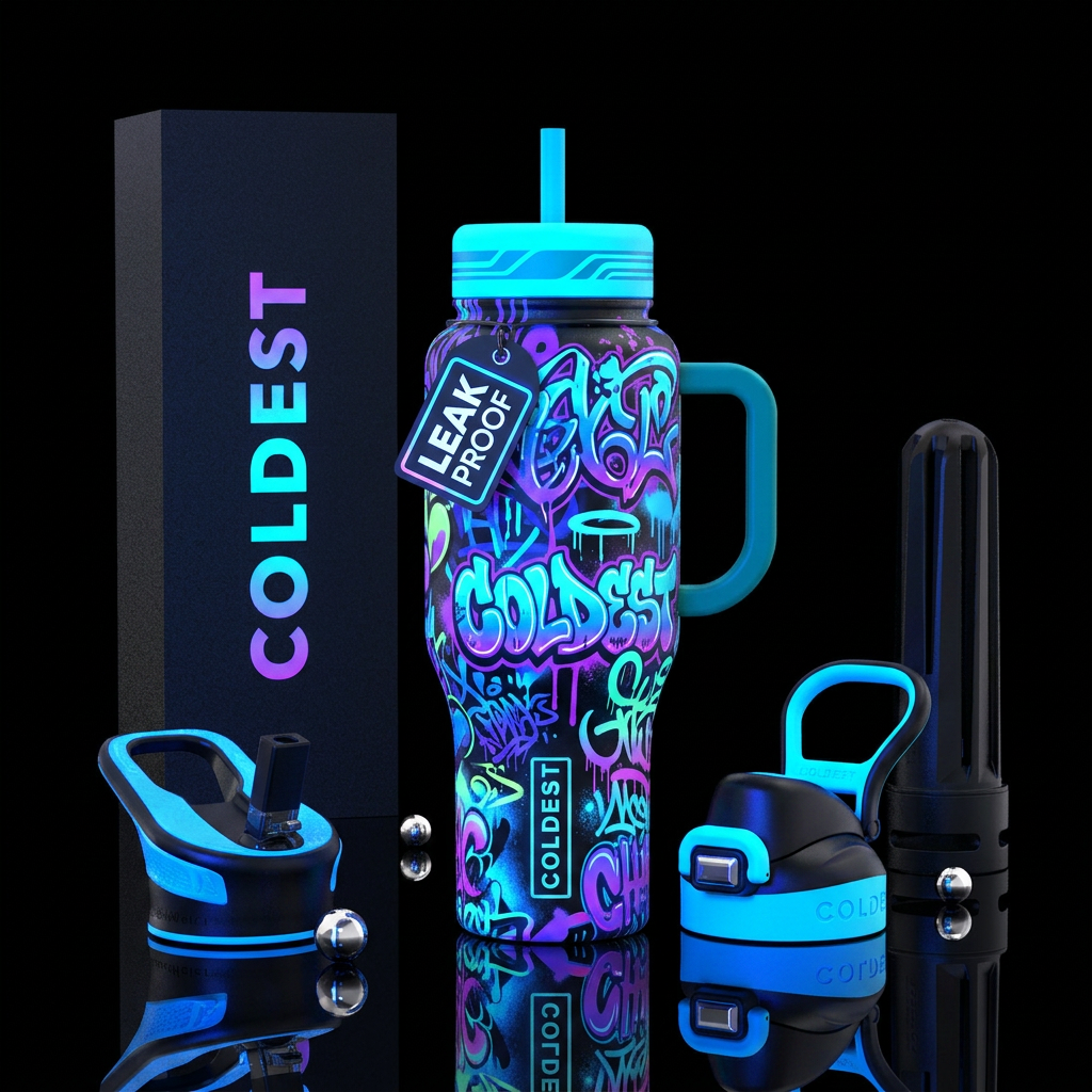 Glowie graffiti water bottle design
