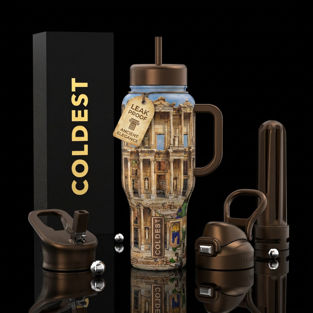ancient ruins water bottle design