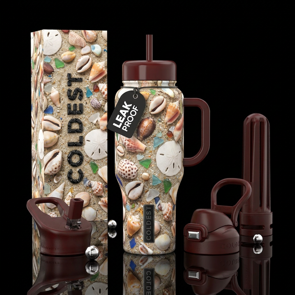 Shell beach water bottle design