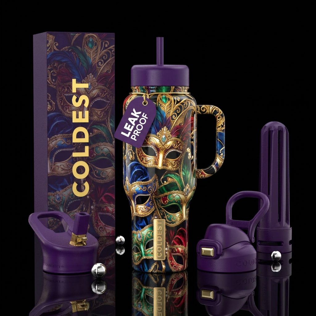 venetian masquerade water bottle design