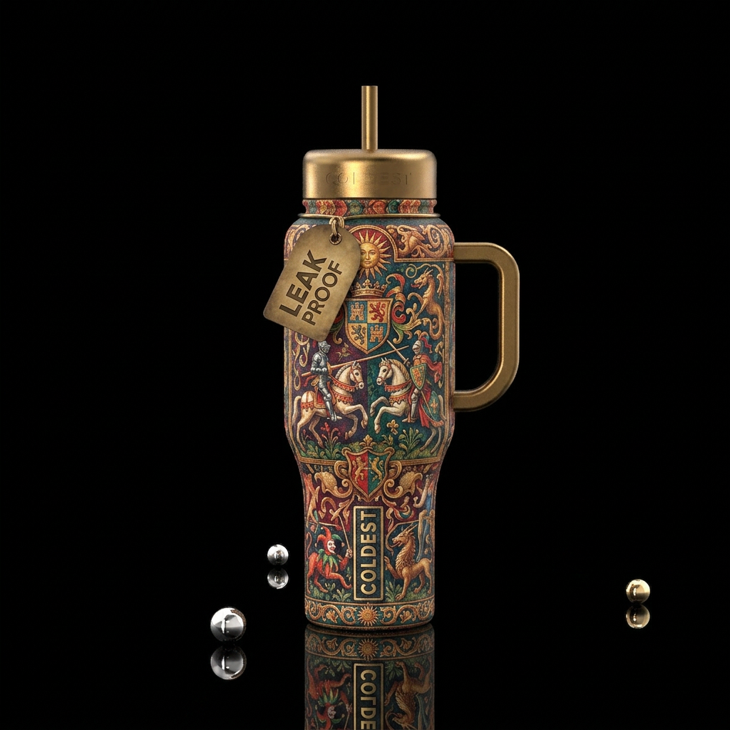 Renaissance fair art water bottle design