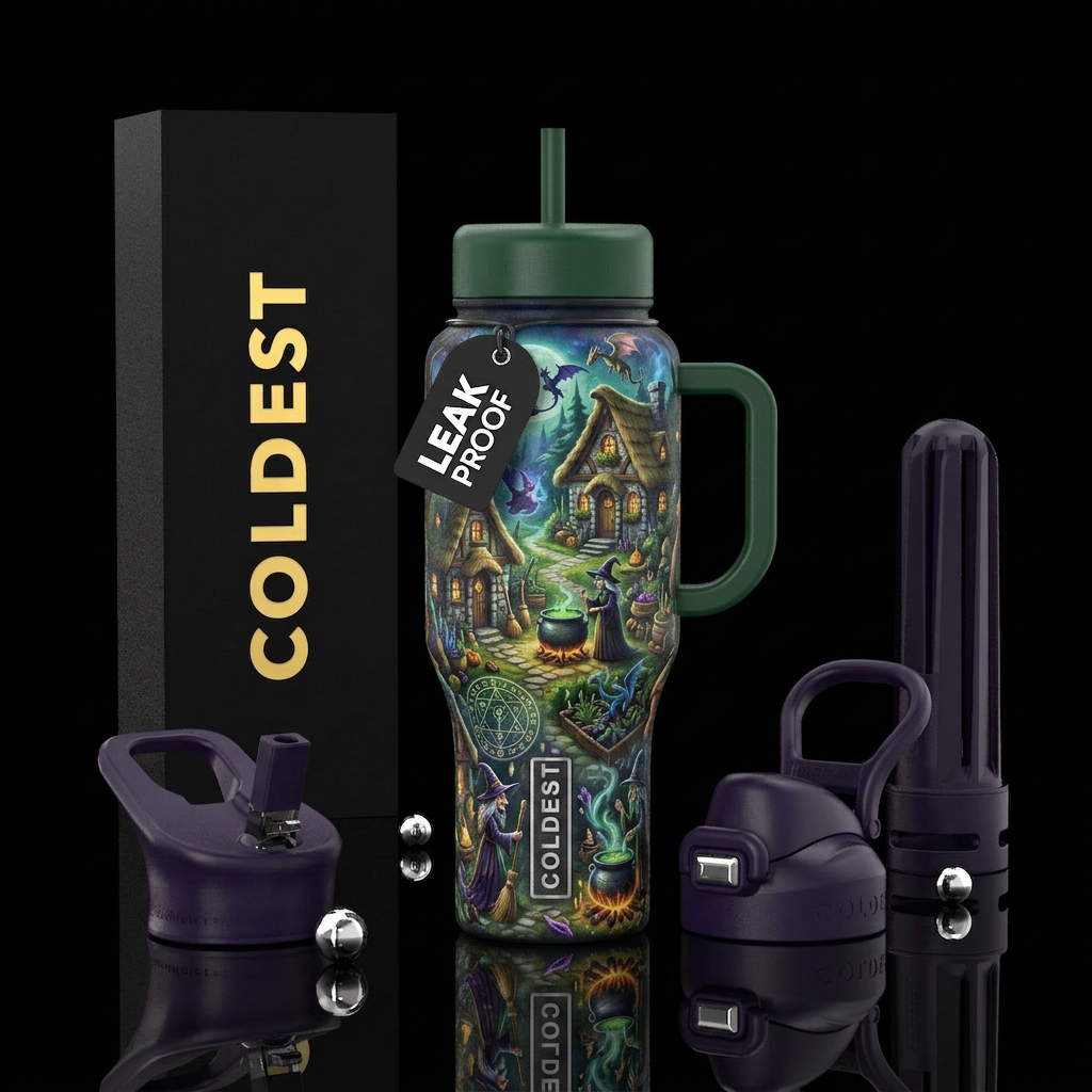 Village of witches water bottle design