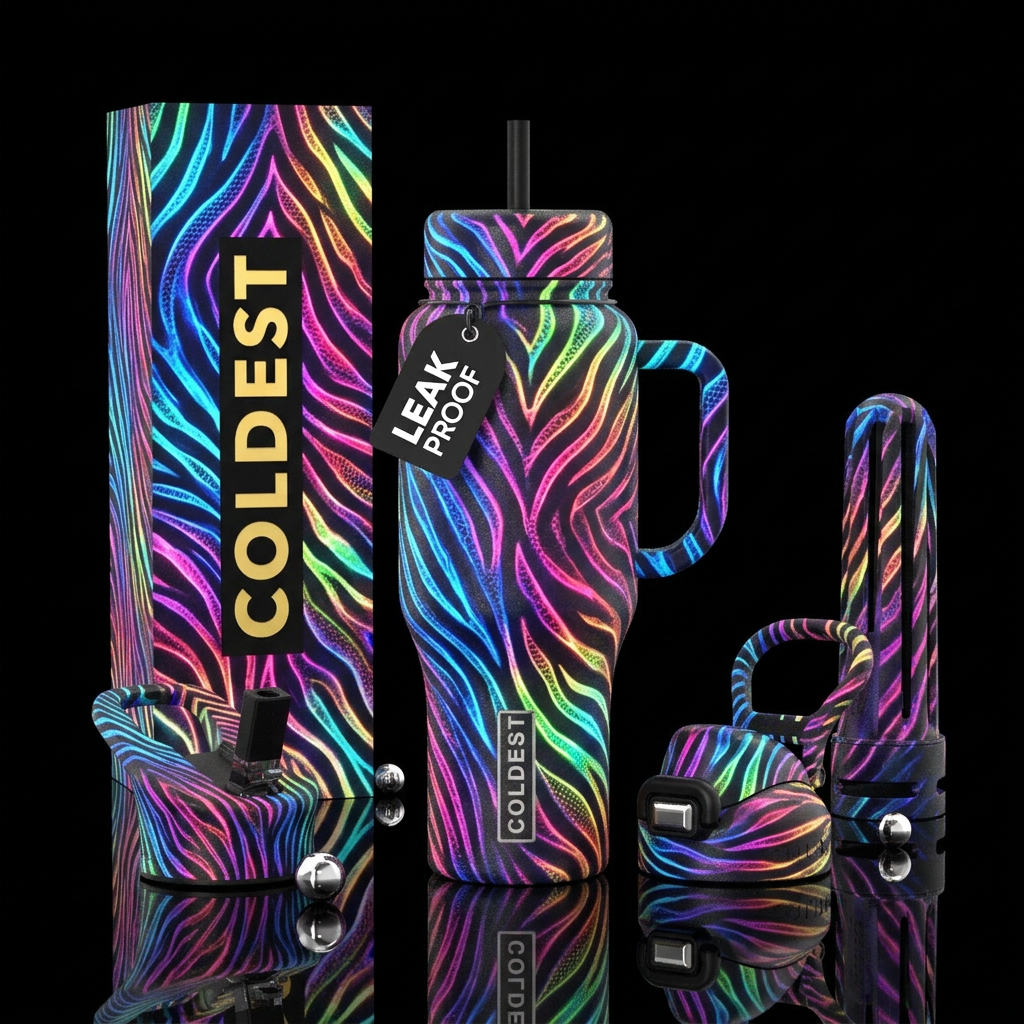 Colored zerba pattern water bottle design