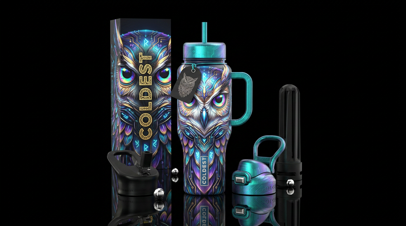 Owl water bottle design