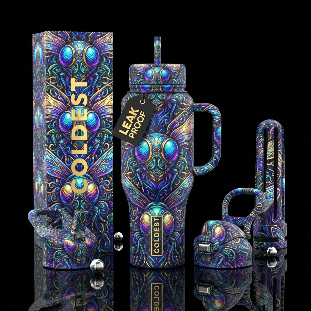 Fly art water bottle design