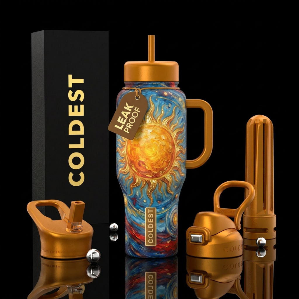 Sun painting water bottle design