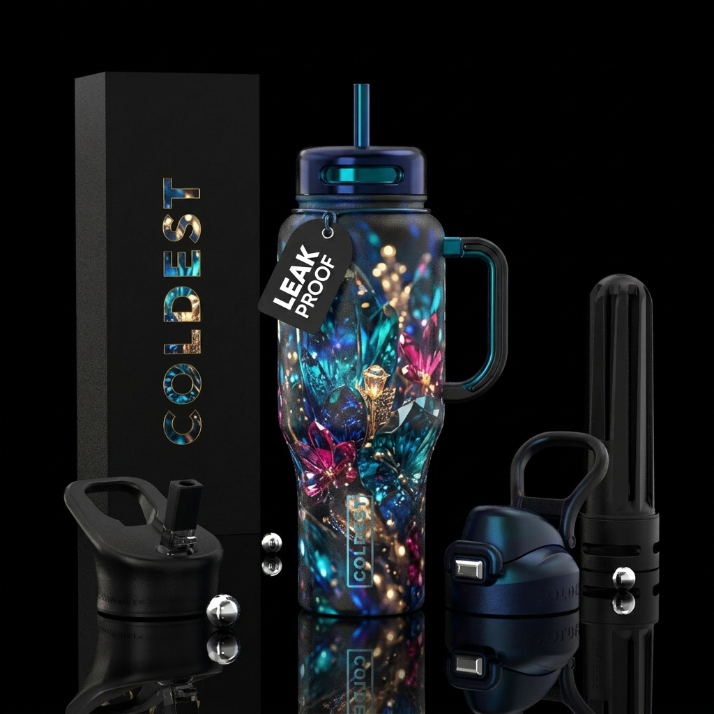 Glass flowers water bottle design