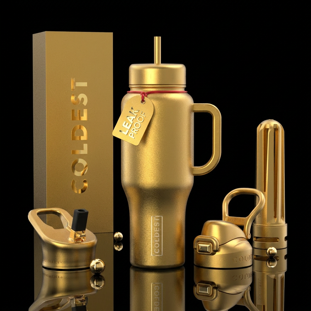Golden water bottle design