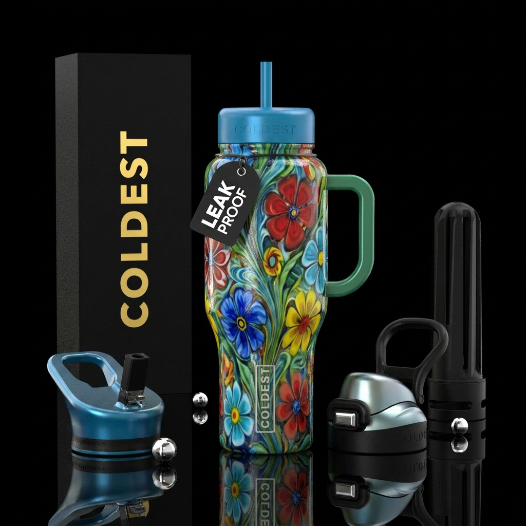 Flower art water bottle design
