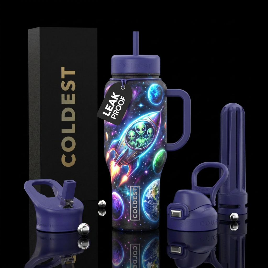 The aliens are coming water bottle design