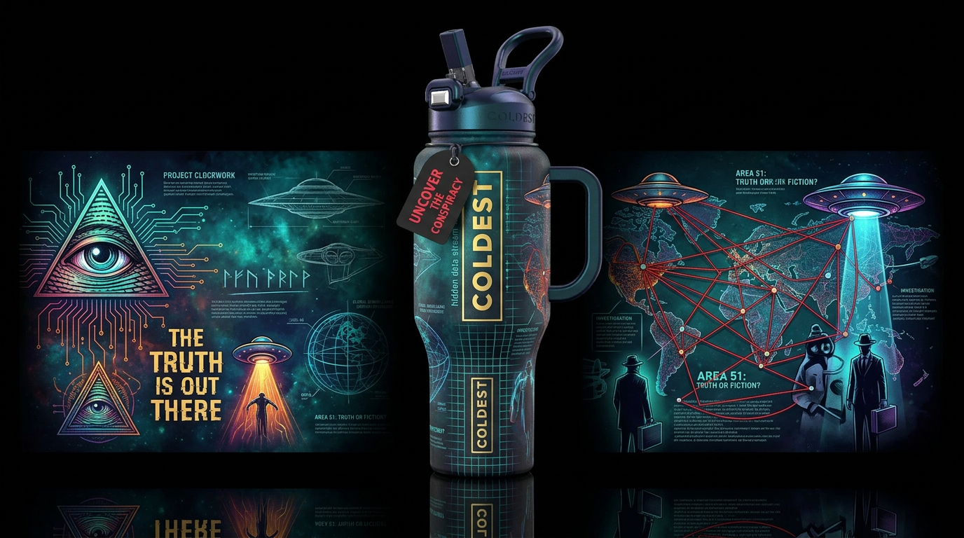 Conspiracy theory themed ... water bottle design