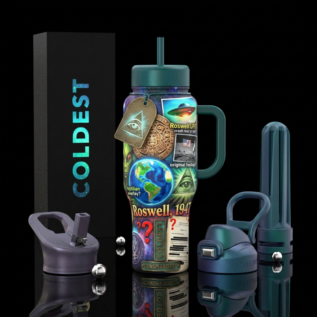 Conspiracy theory themed bottle water bottle design