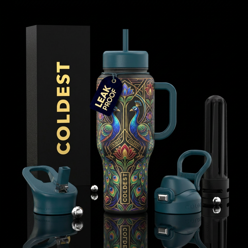 Peacock 🦚 art water bottle design