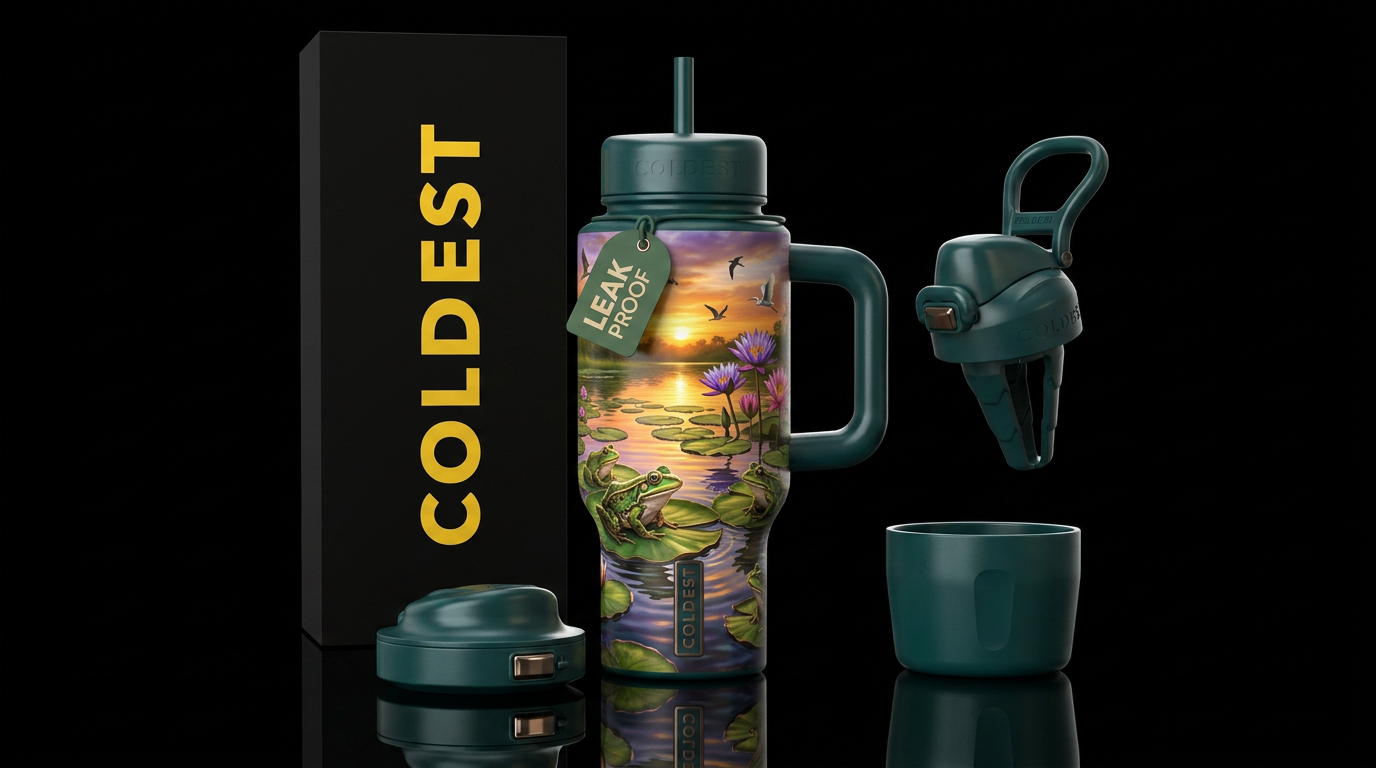 At the lake water bottle design