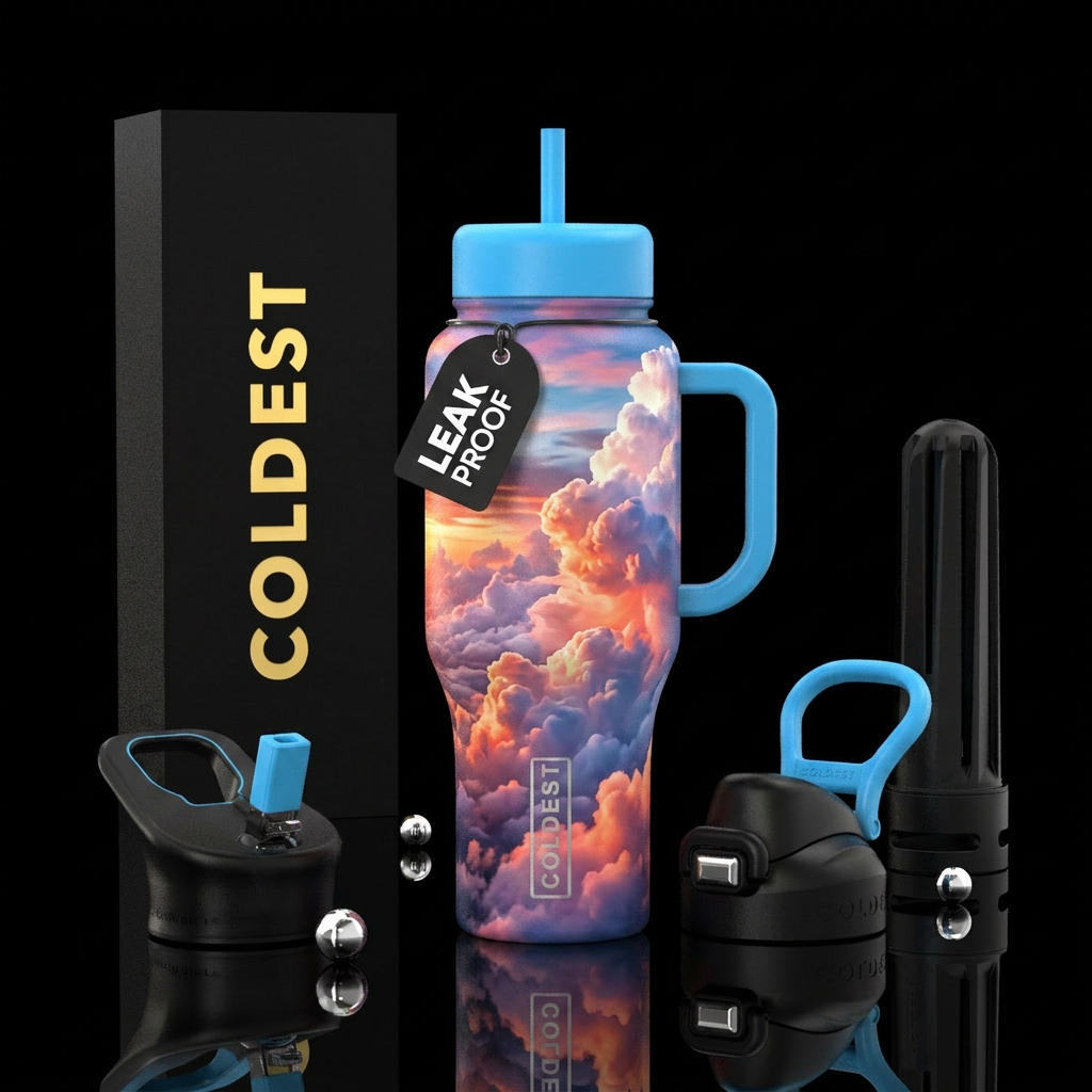 Up in the clouds water bottle design