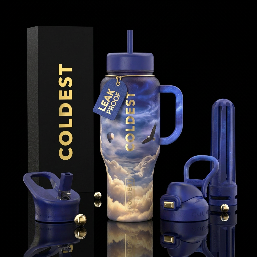 In the clouds water bottle design