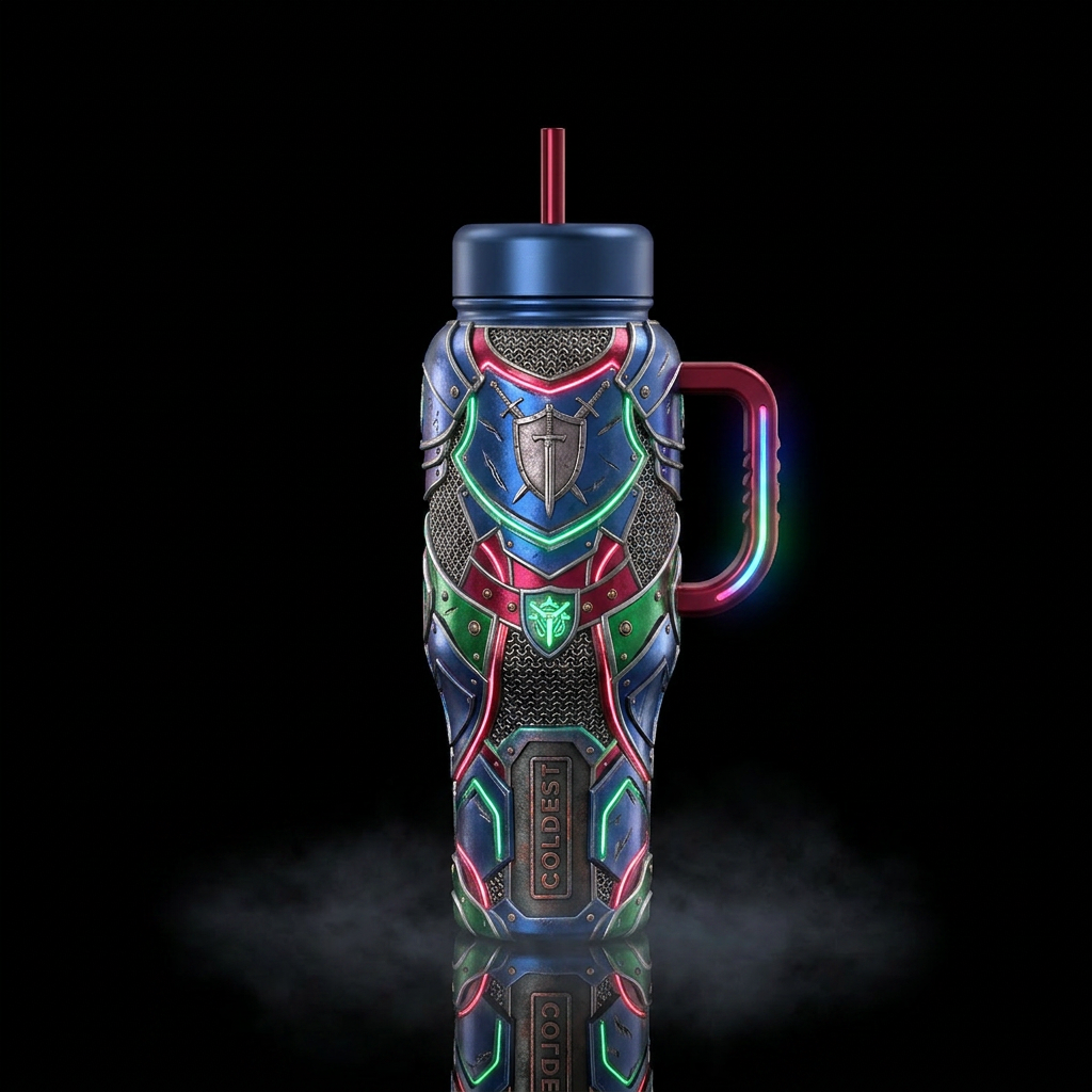 Knight armor water bottle design