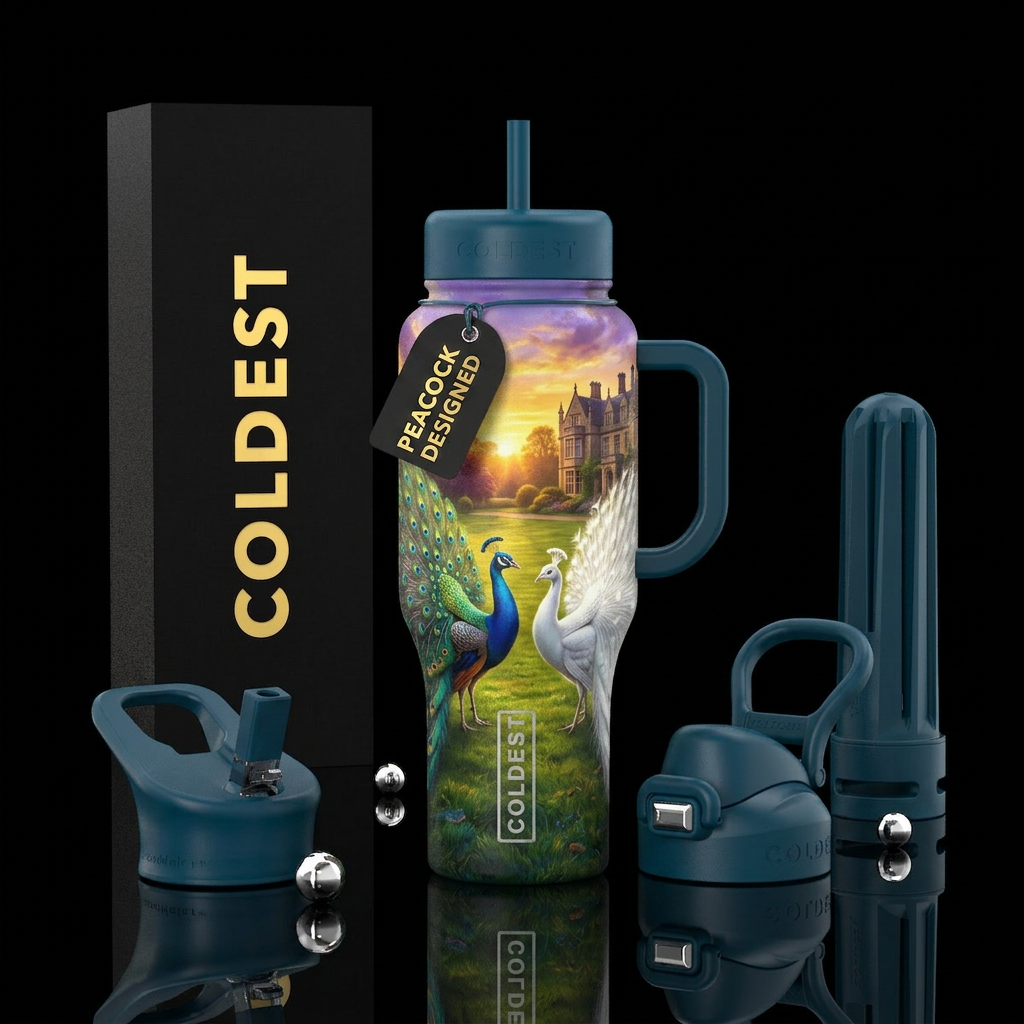 Peacocks water bottle design