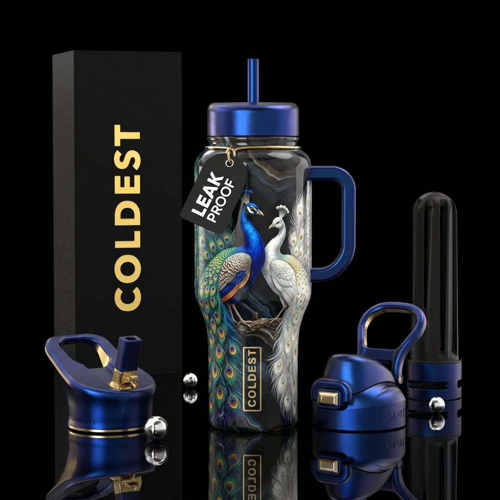 Peacocks water bottle design