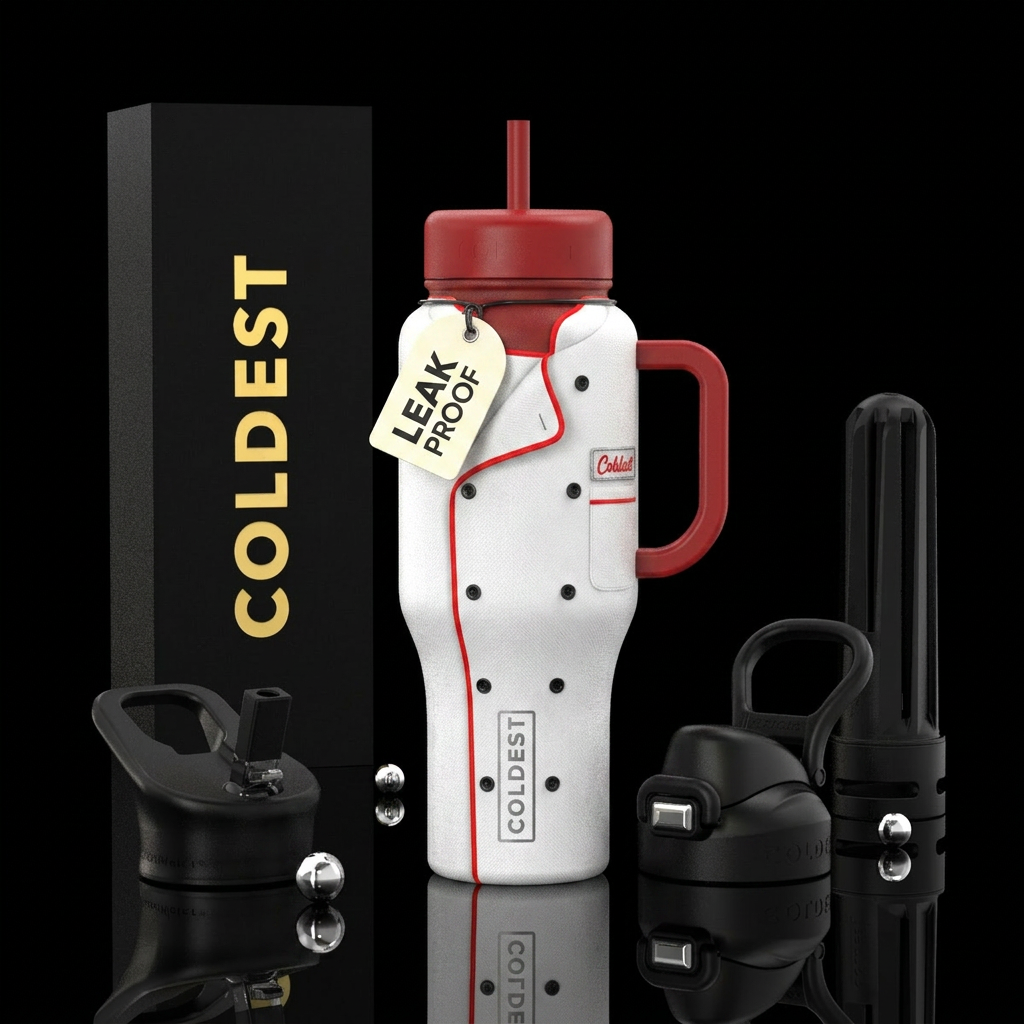 Chef jacket water bottle design