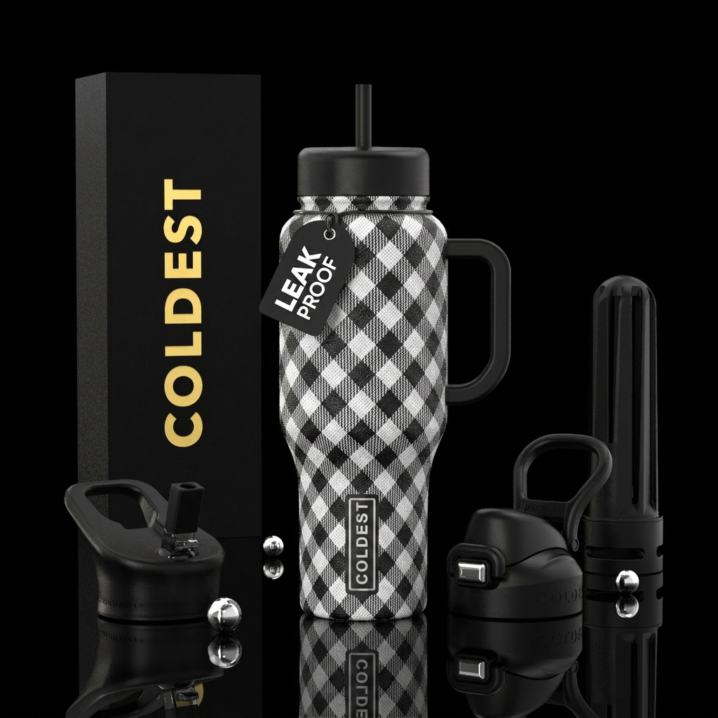 Plaid water bottle design