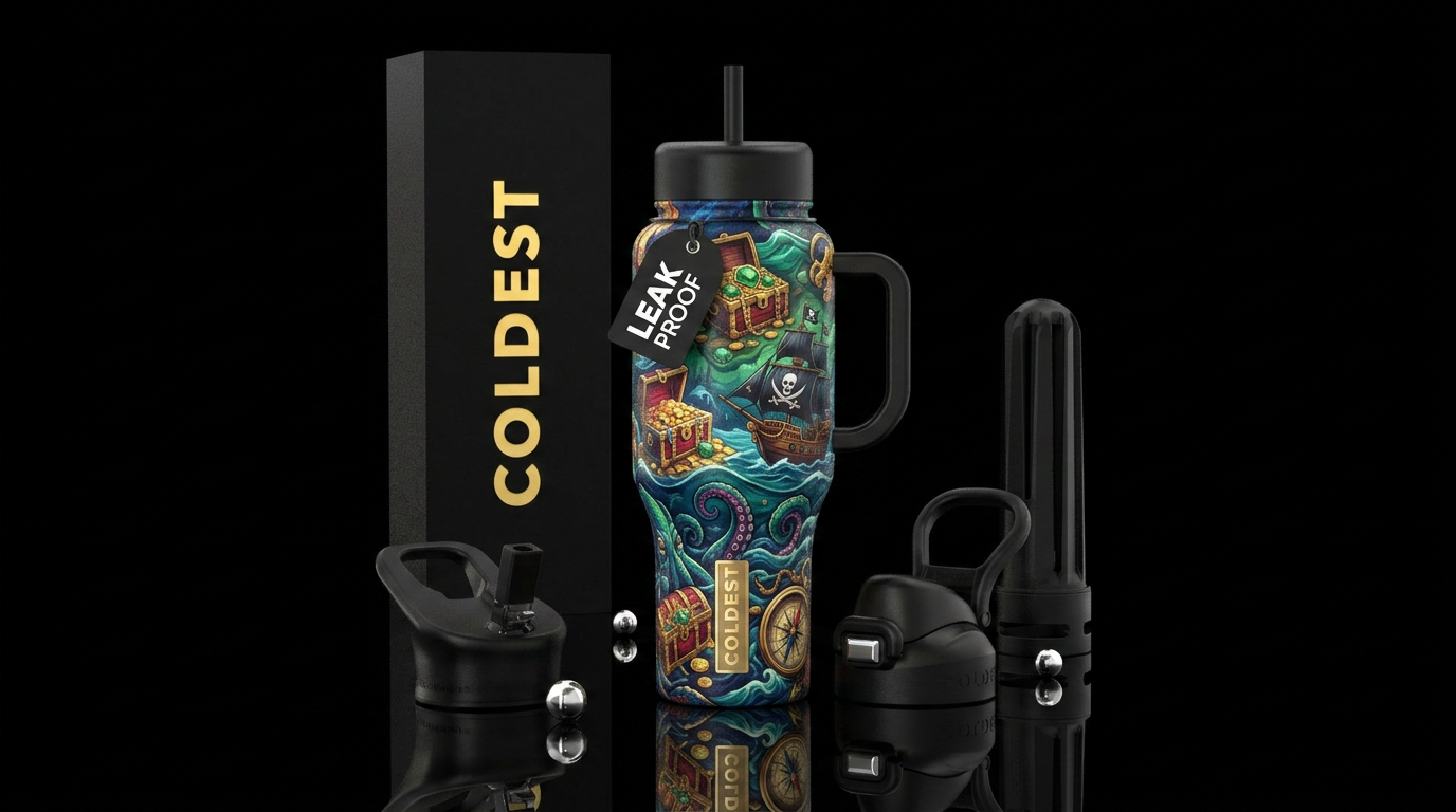 pirate art water bottle design