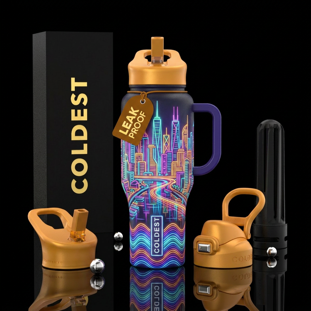 Neon  city water bottle design