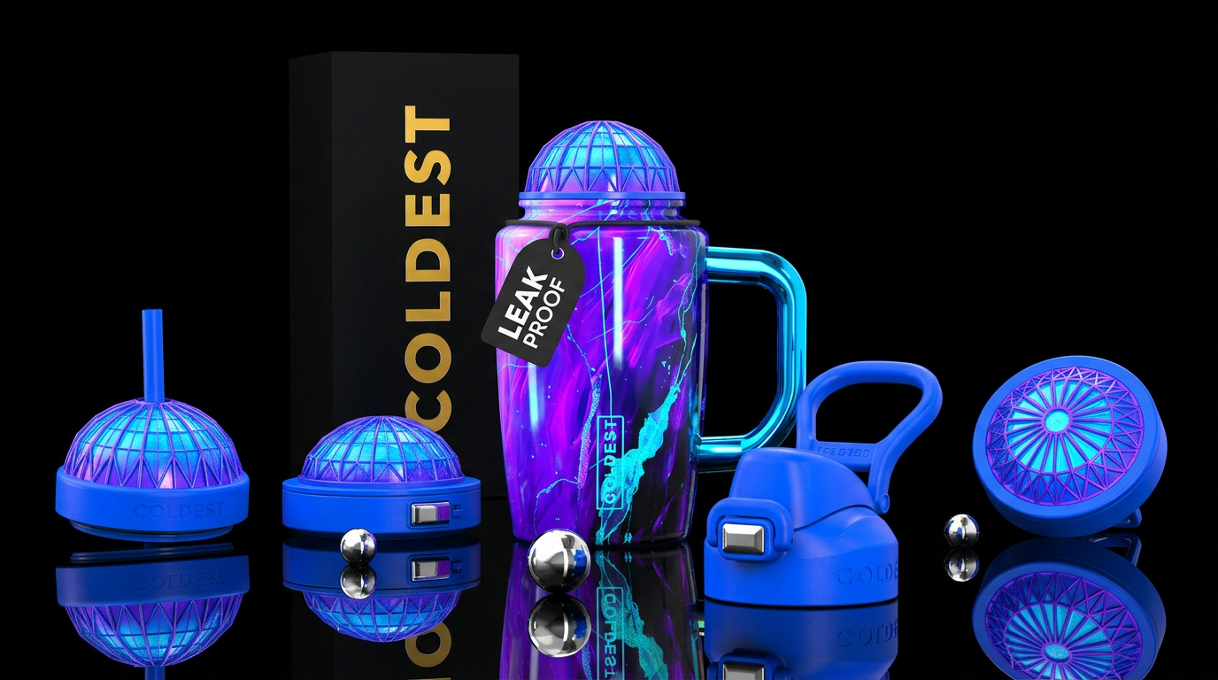 Purple blue luna water bottle design