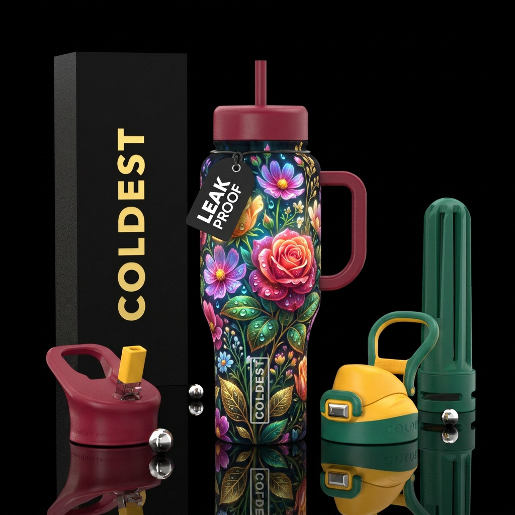 Midsummer flowers water bottle design