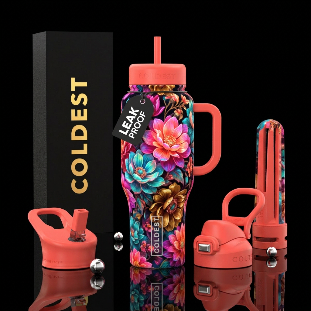 Midsummer flowers water bottle design
