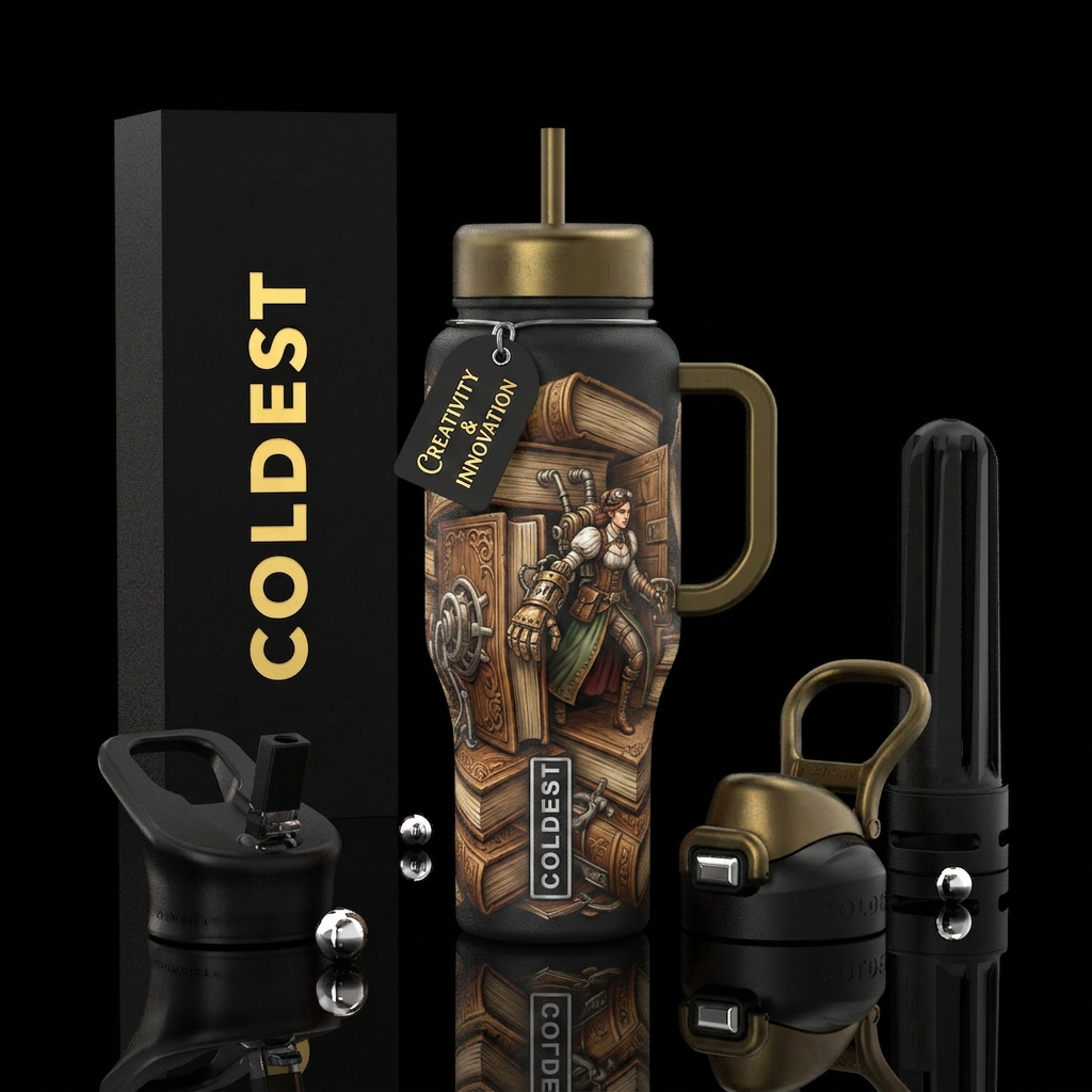 Books water bottle design