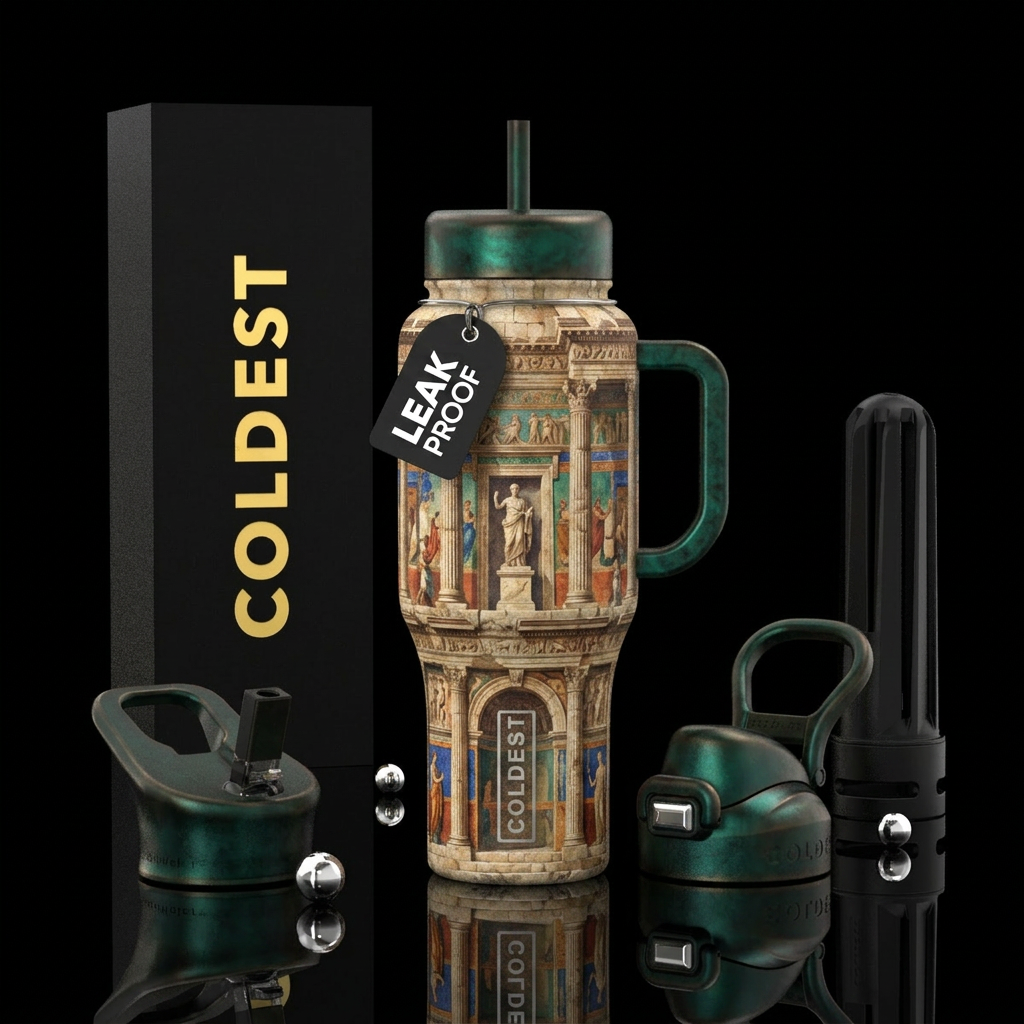 Ancient ruins water bottle design
