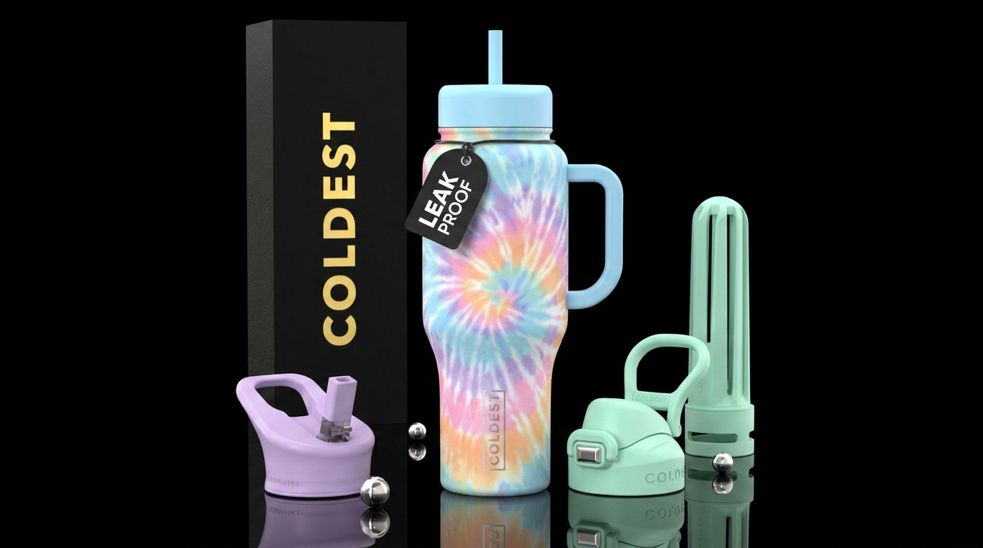 Pastel tie dye water bottle design