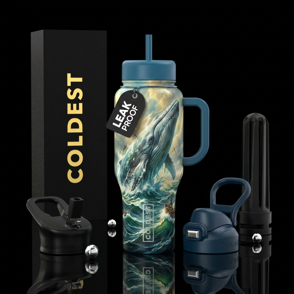 Moby dick water bottle design