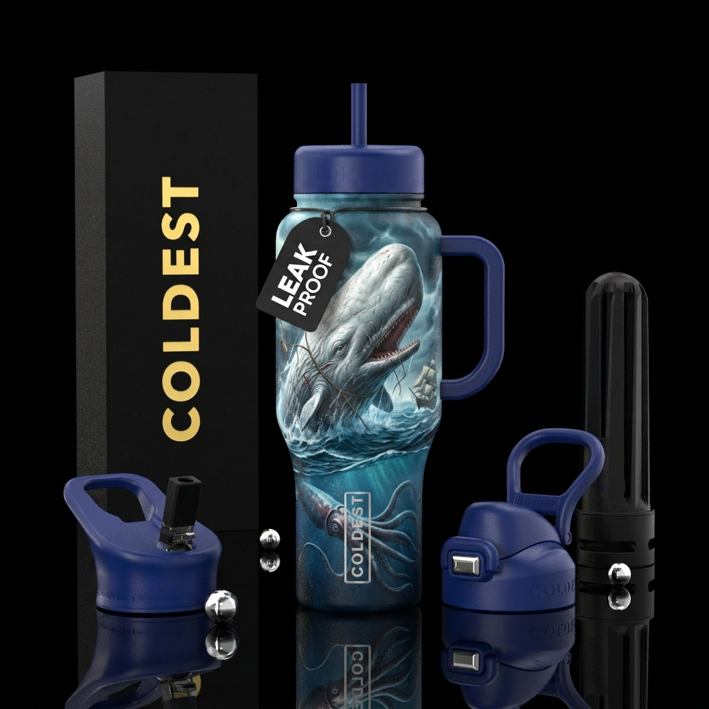 Moby dick water bottle design
