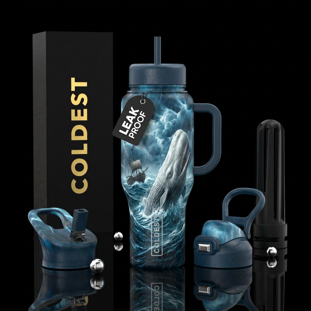 Moby dick water bottle design
