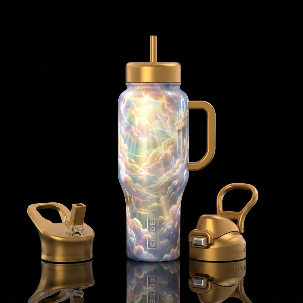 Up in the clouds heaven water bottle design
